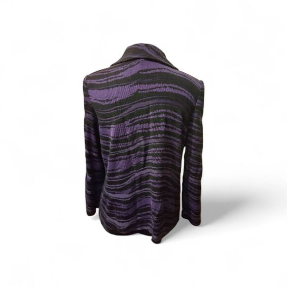 Ming Wang M Open Front Cardigan Purple/Black Office Siren Boss Lady - Picture 2 of 7
